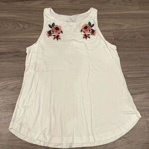 American Eagle Outfitters Cream Floral Tank Top